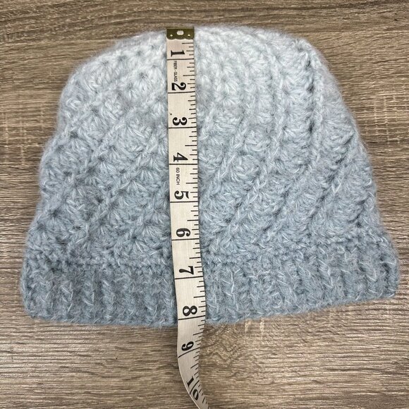 Handmade Women's New Ombré Light Blue Braided Virgin Wool Knit Winter Beanie S/M - Picture 5 of 6